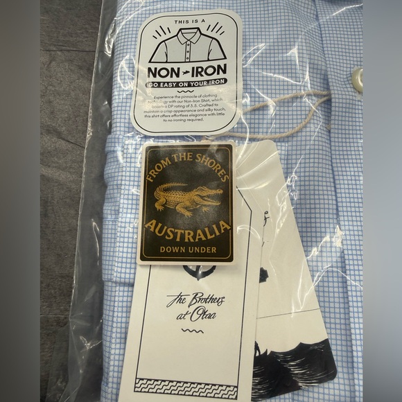 NWT Otaa Blue Check Non-Iron Slim Fit Shirt - Picture 3 of 8